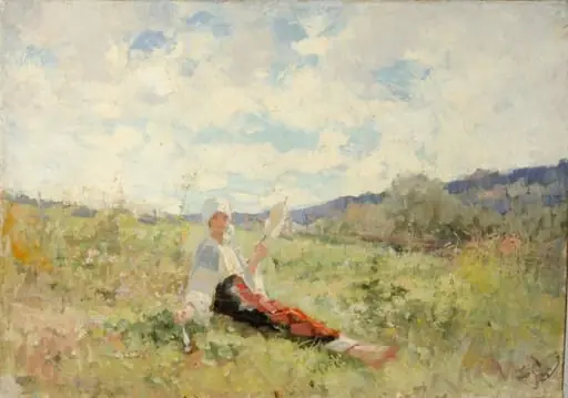 Țărancă torcând, by Nicolae Grigorescu