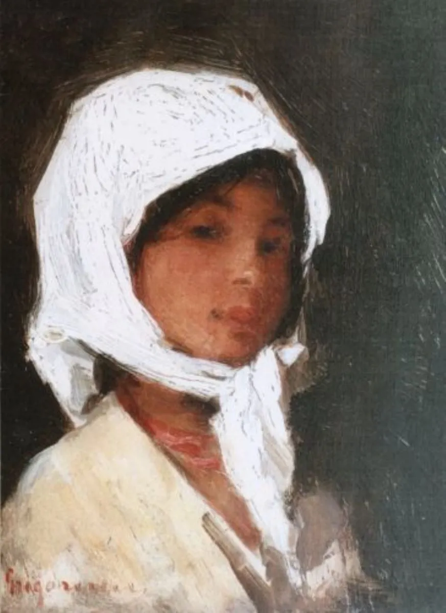 Țărăncuță cu broboadă albă, by Nicolae Grigorescu, unspecified, 1882