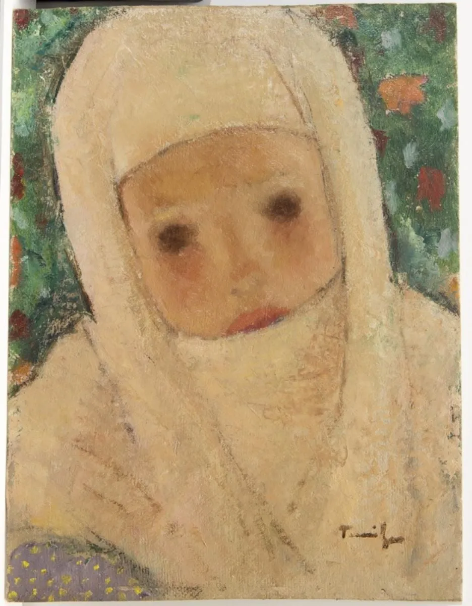 Cap de fetiță cu broboadă albă, by Nicolae Tonitza, 1923
