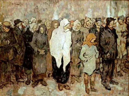 Coadă la pâine, by Nicolae Tonitza