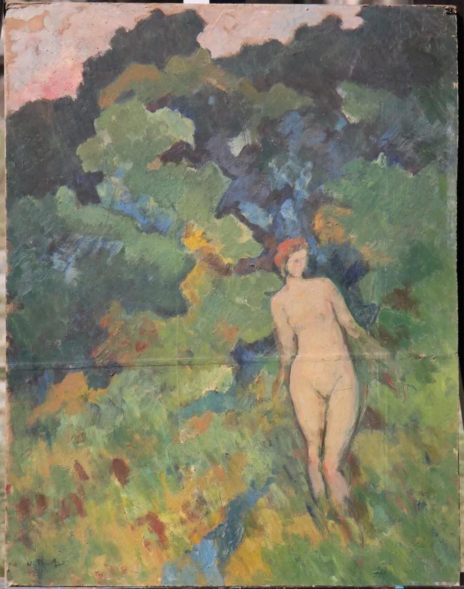 Femeie în pădure, by Nicolae Tonitza, unspecified