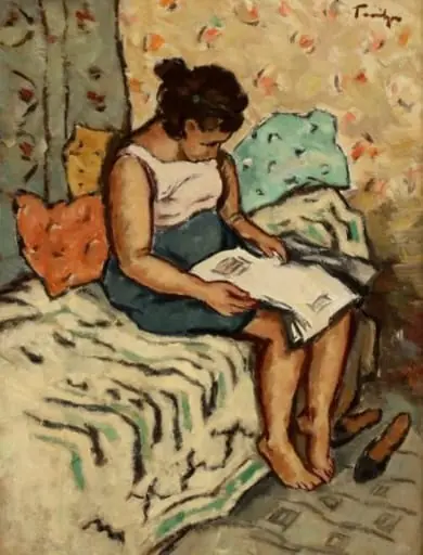 Fetiță citind, by Nicolae Tonitza