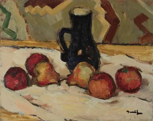 Natură moartă (Ulcică cu mere și pere), by Nicolae Tonitza