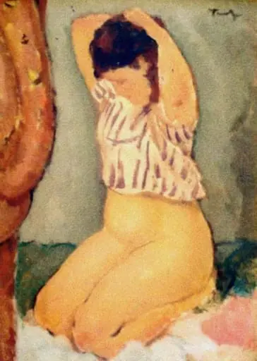 Nud cu cămașă roz, by Nicolae Tonitza
