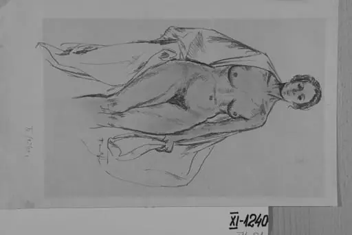 Nud de femeie cu umărul drept acoperit, by Nicolae Tonitza