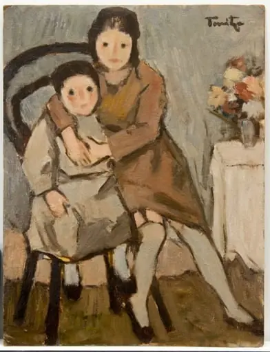 Tânără și copil pe scaun, by Nicolae Tonitza