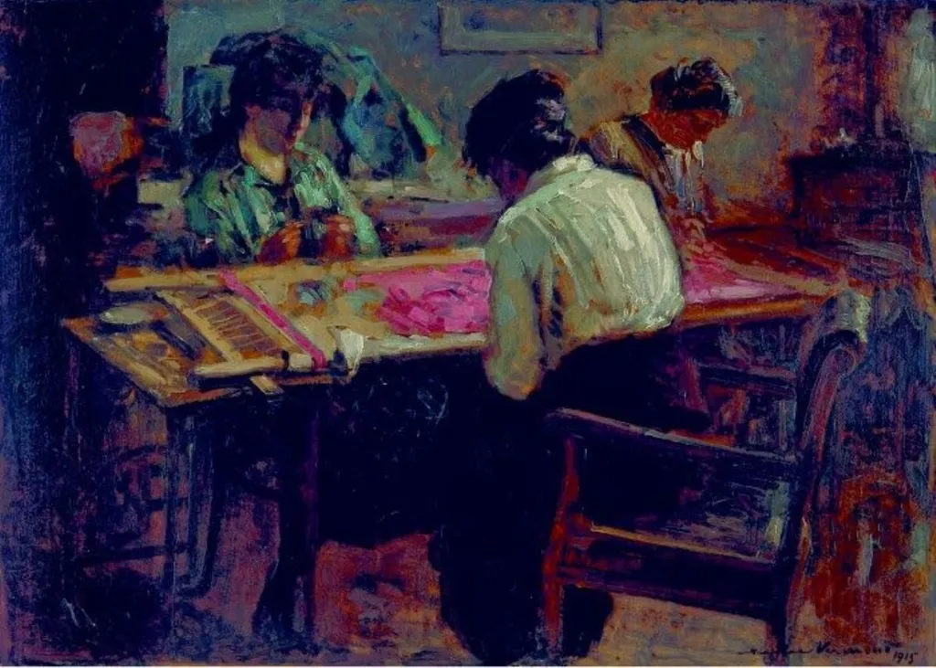 Atelierul de broderie, by Nicolae Vermont, unspecified, 1915