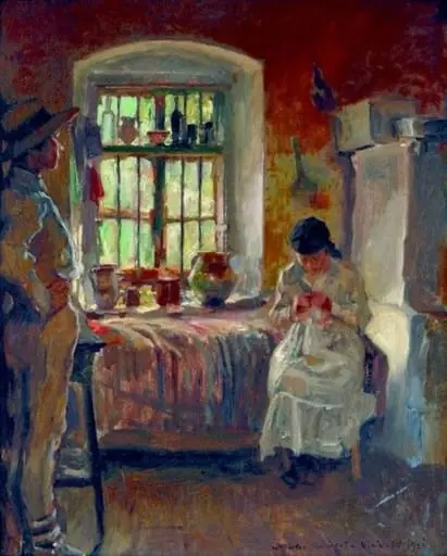 Interior cu personaje la Vlaici, by Nicolae Vermont