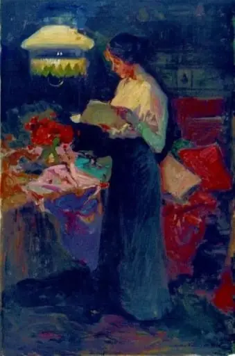 Lectură la lumina lămpii, by Nicolae Vermont
