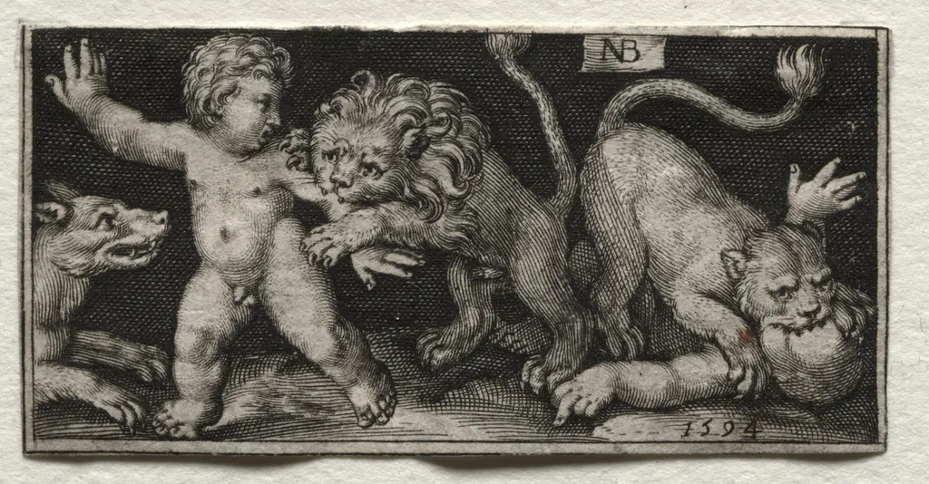 Lions Attacking Children, by Nicolaes de Bruyn, 1594