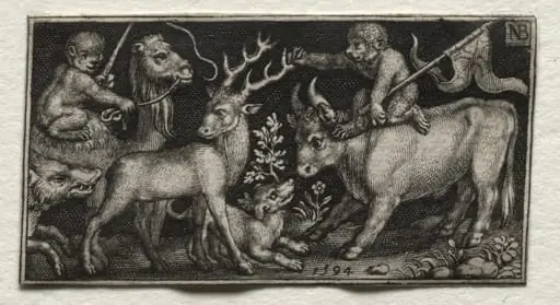 Monkeys Riding a Camel and a Bull, by Nicolaes de Bruyn