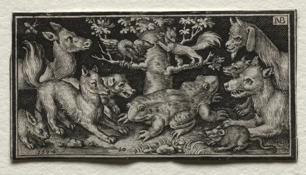 Two-headed Frog surrounded by Animals, by Nicolaes de Bruyn, 1594