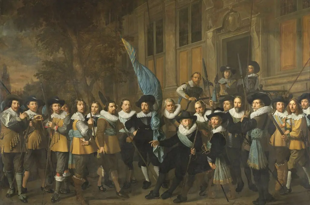 Officers and other civic guardsmen of the IVth District of Amsterdam, under the command of Captain Jan Claesz van Vlooswijck and Lieutenant Gerrit Hudde, by Nicolaes Eliaszoon Pickenoy