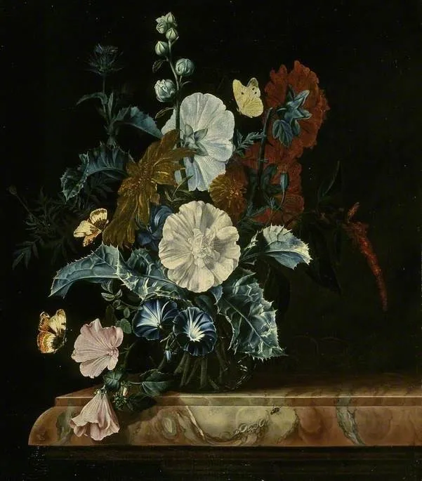 Vase of flowers, by Nicolaes Lachtropius, oil, 1680