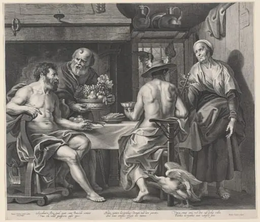 Jupiter and Mercury Entertained by Philemon and Baucis, by Nicolaes Lauwers