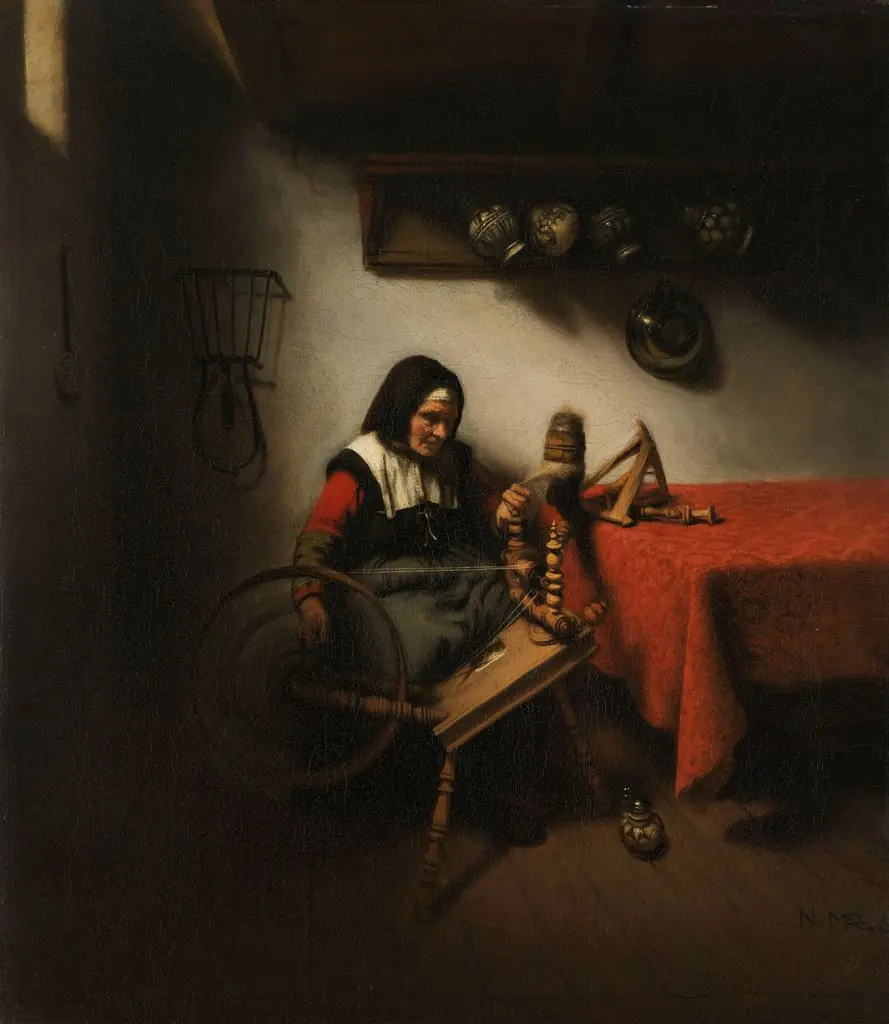 Woman spinning, by Nicolaes Maes