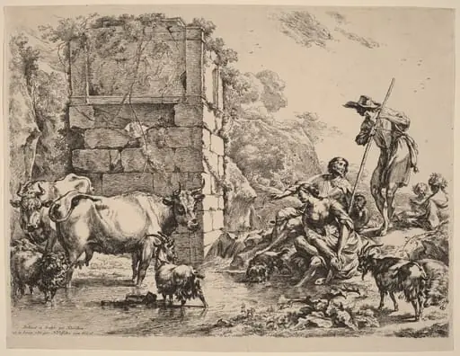 Cow Drinking, by Nicolaes Pieterszoon Berchem