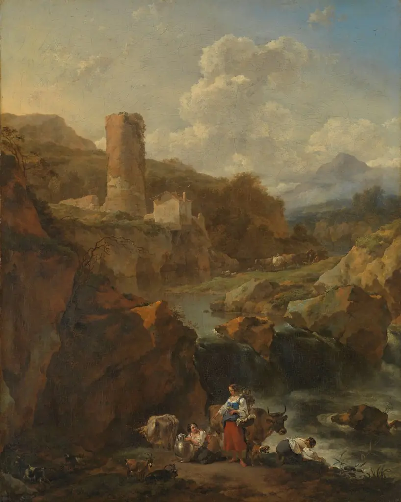 Italian landscape, by Nicolaes Pieterszoon Berchem