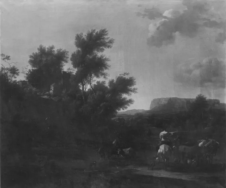 Italianate Landscape with Cattle and Shepherds, by Nicolaes Pieterszoon Berchem, unspecified, 1652