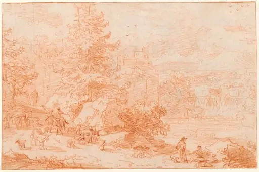 Northern Landscape Fantasy Evoking Tivoli, by Nicolaes Pieterszoon Berchem