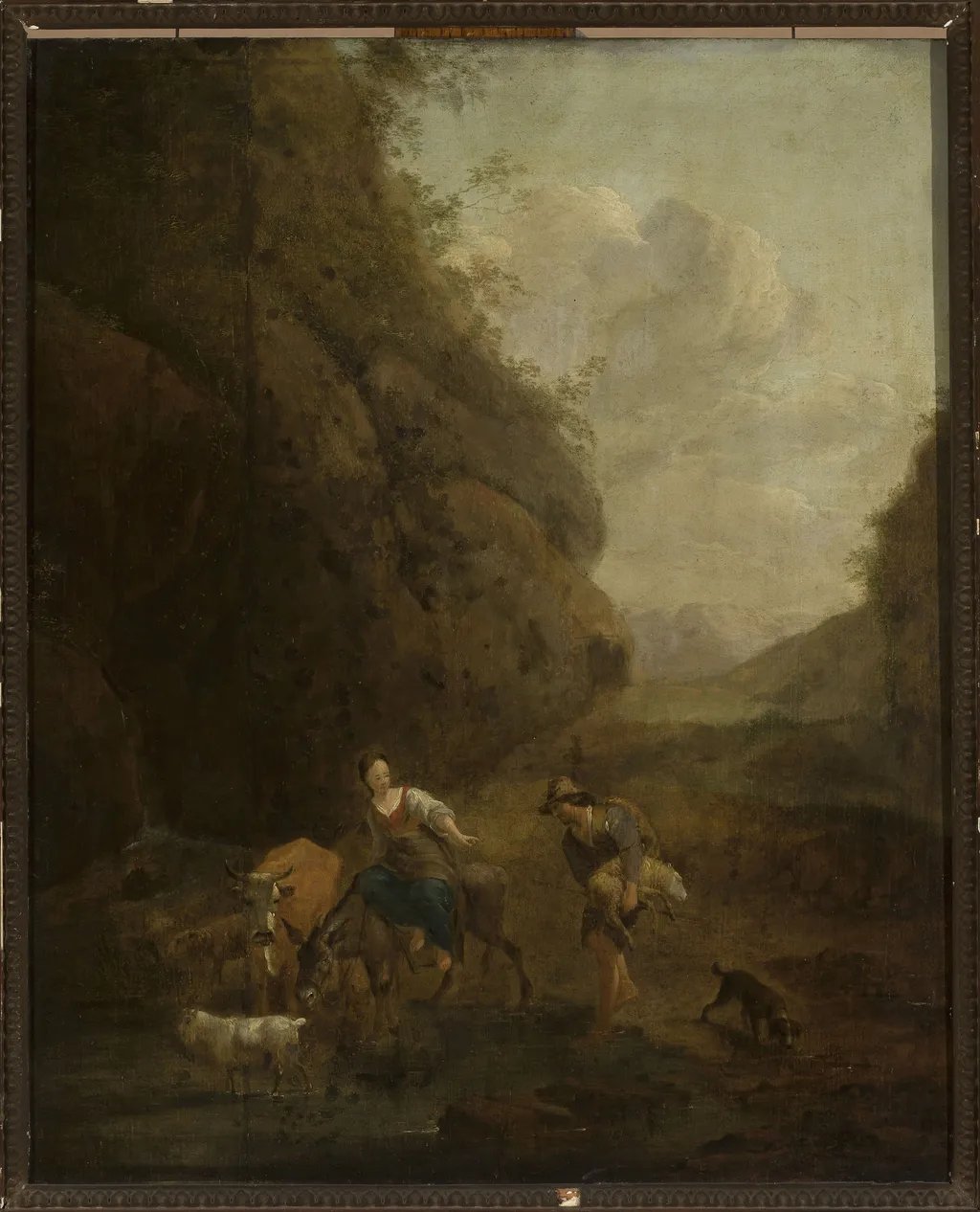 Pastoral scene, by Nicolaes Pieterszoon Berchem, oil, 1662
