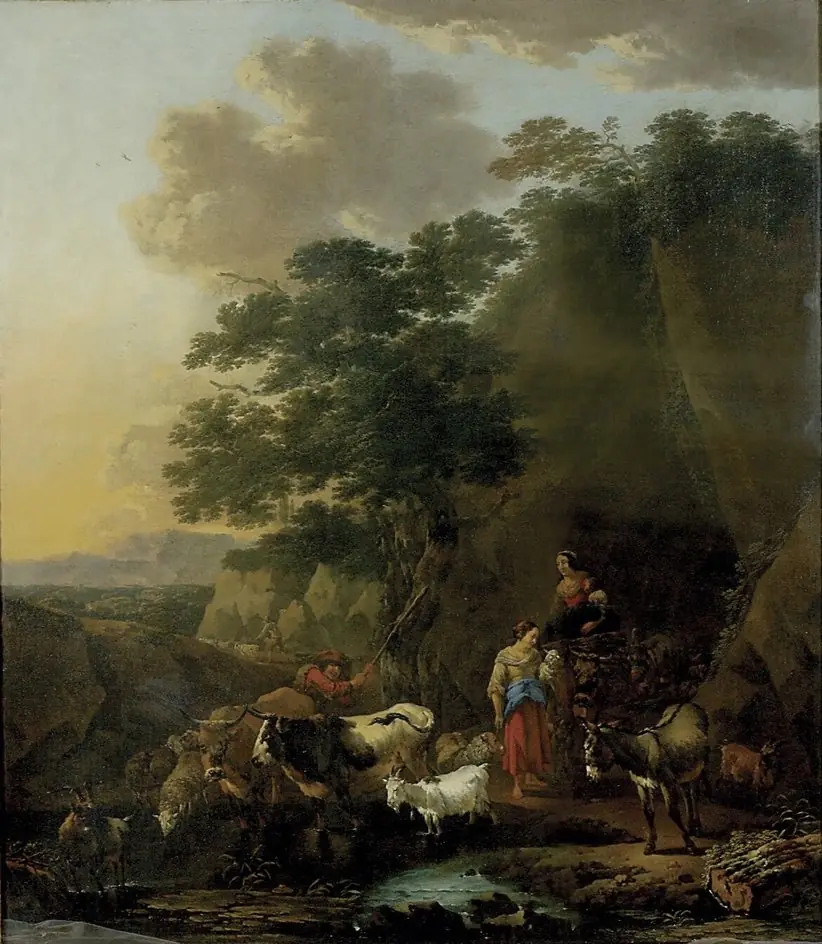 Peasants with Cattle fording a Stream, by Nicolaes Pieterszoon Berchem