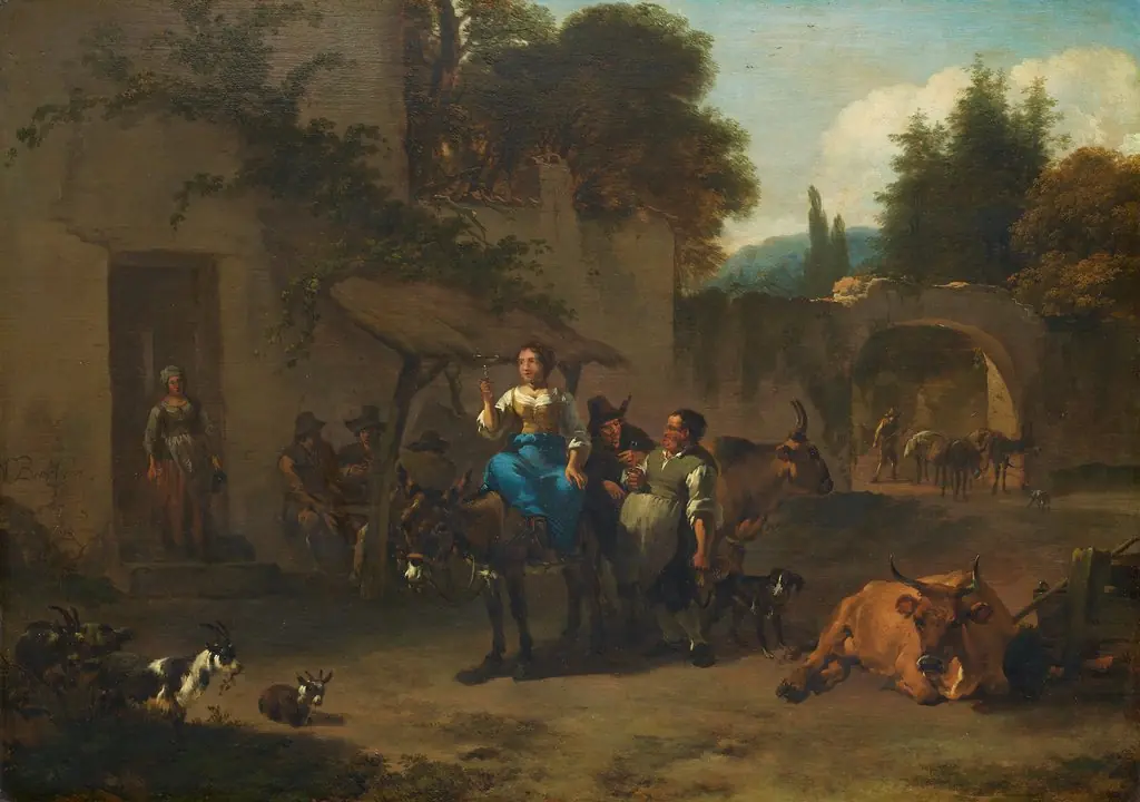 Rest in Front of the Tavern, by Nicolaes Pieterszoon Berchem