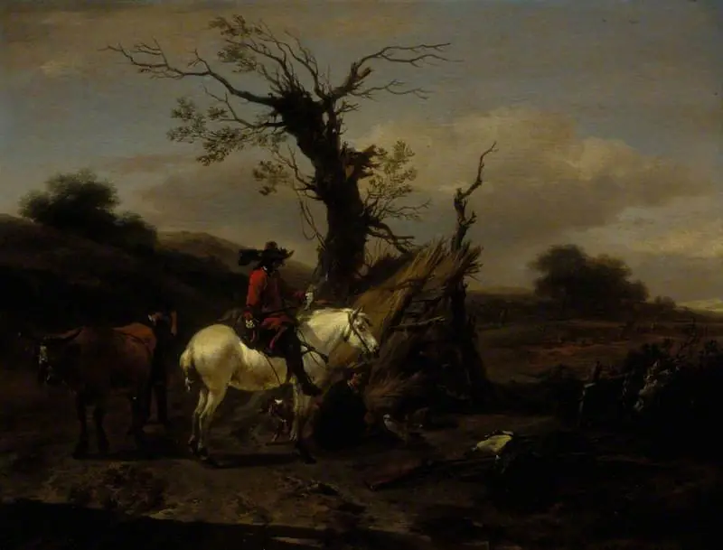 The Bird Trap: Encampment with a Figure on a White Horse, by Nicolaes Pieterszoon Berchem