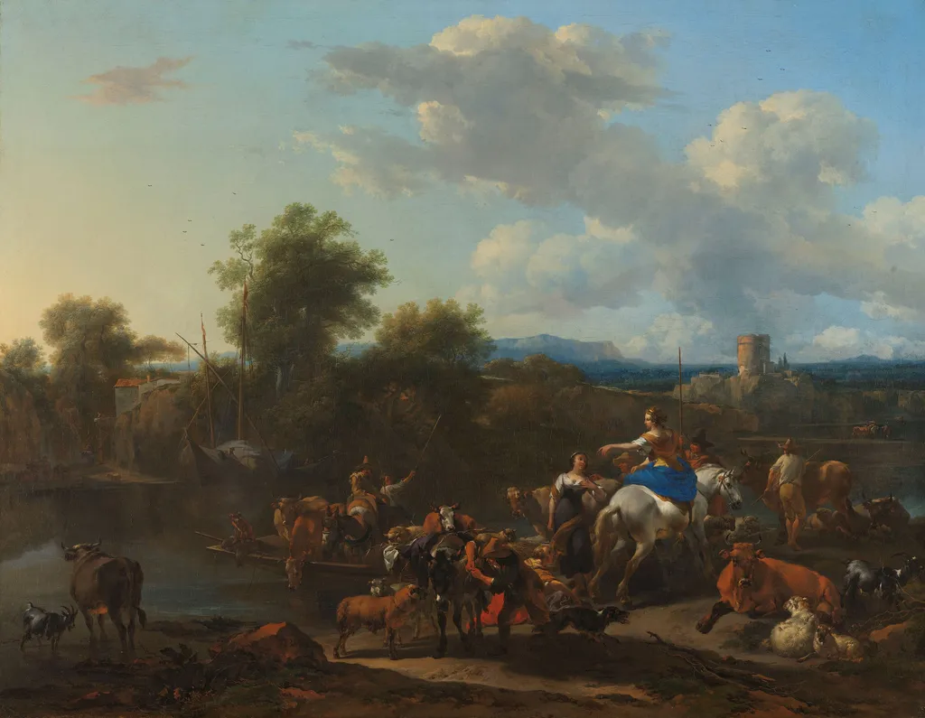 The Cattle Ferry, by Nicolaes Pieterszoon Berchem, oil, 1655