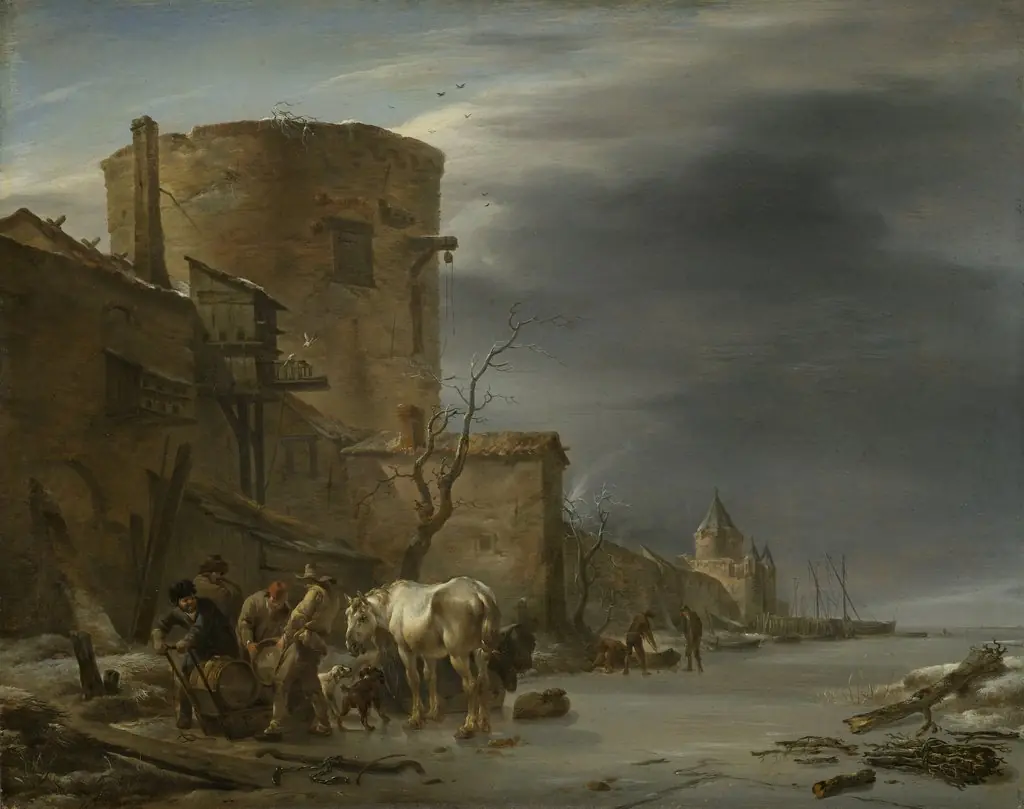 The city wall of Haarlem in the winter, by Nicolaes Pieterszoon Berchem
