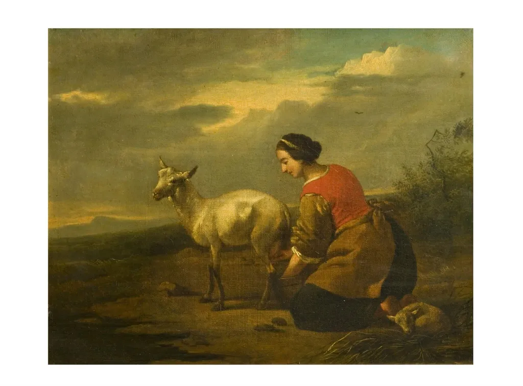 Woman Milking a Ewe, by Nicolaes Pieterszoon Berchem, oil