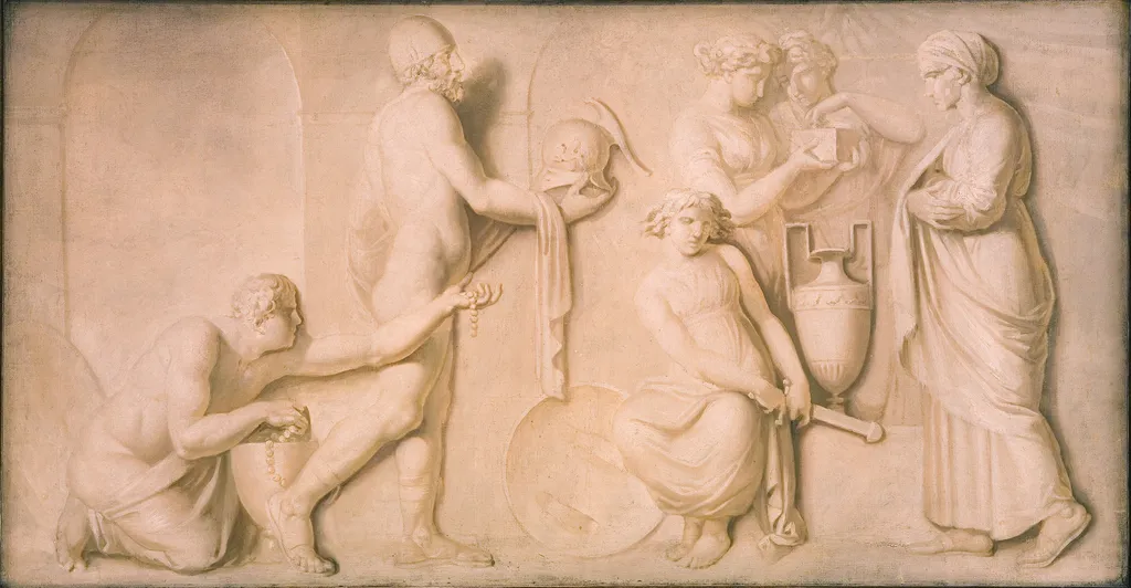 Achilles and the Daughters of Lycomedes, by Nicolai Abildgaard, oil, 1798
