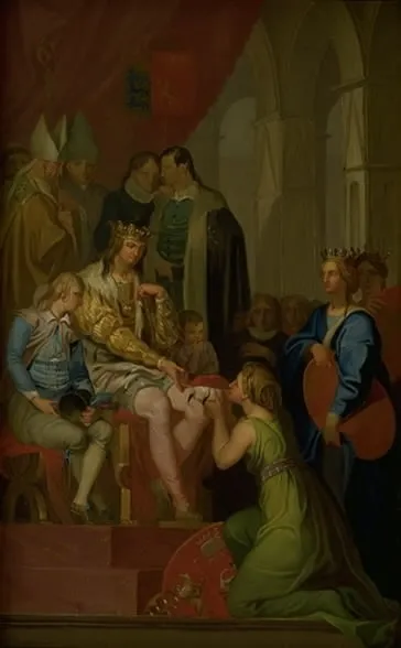 Christian I Raising the Province of Holstein to the State of a Duchy in 1460, by Nicolai Abildgaard, oil, 1790