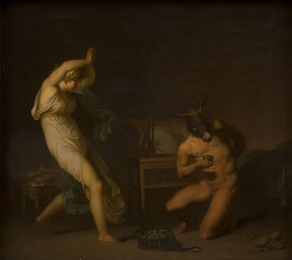 Fotis sees her Lover Lucius Transformed into an Ass. Motif from Apeleius' The Golden Ass, by Nicolai Abildgaard, oil, 1809