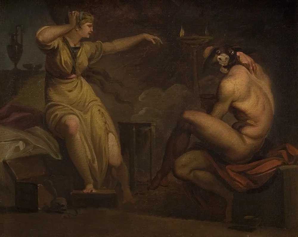 Fotis sees her Lover Lucius Transformed into an Ass. Motif from Apeleius' The Golden Ass, by Nicolai Abildgaard, oil, 1809