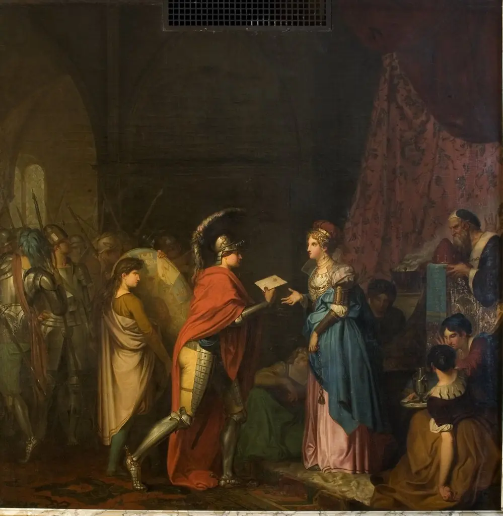 Hamlet Delivering a Letter Written by Himself to the Queen of Scotland, by Nicolai Abildgaard