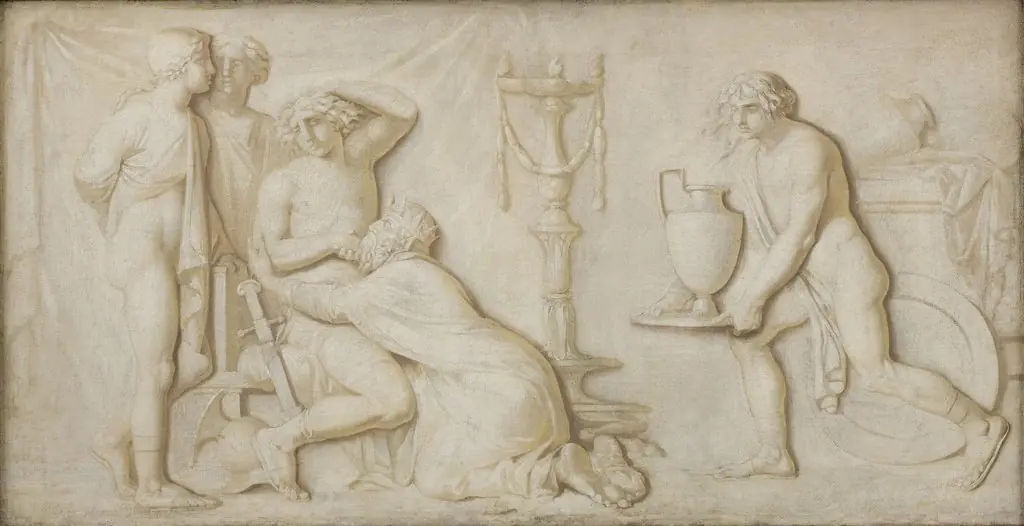King Priam Pleading with Achilles for the Corpse of Hector, by Nicolai Abildgaard