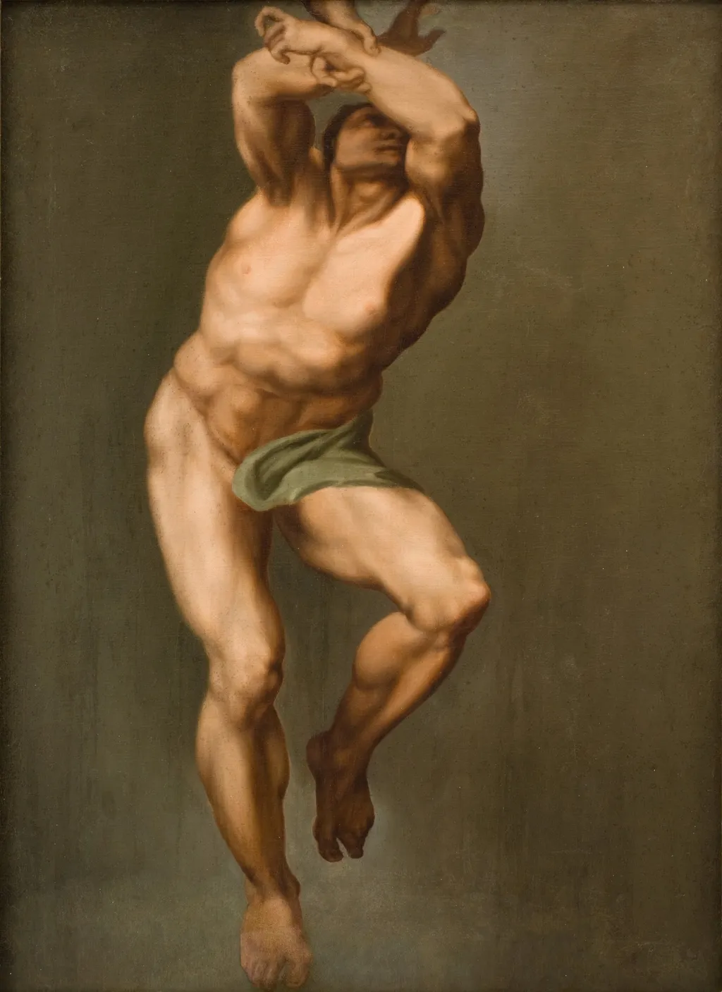 Male Figure. After Michelangelo's "Last Judgement" in the Sistine Chapel, by Nicolai Abildgaard, oil, 1774