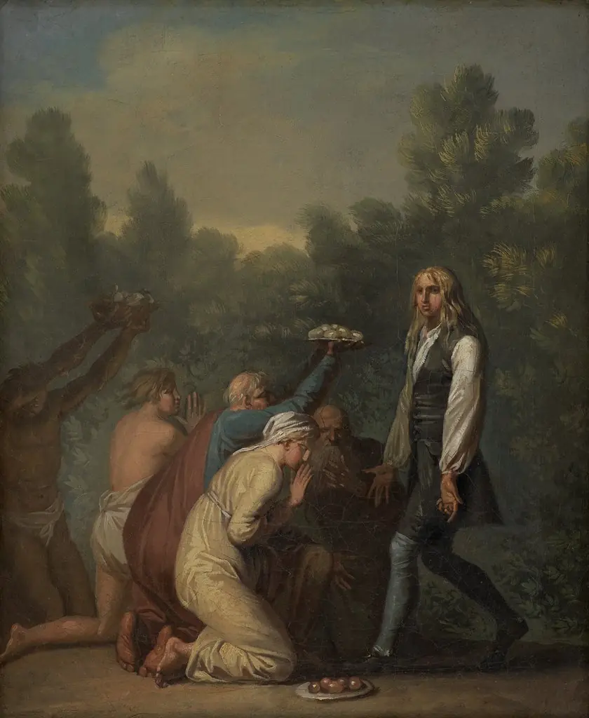 Niels Klim Receives the Homage of the Quamites., by Nicolai Abildgaard