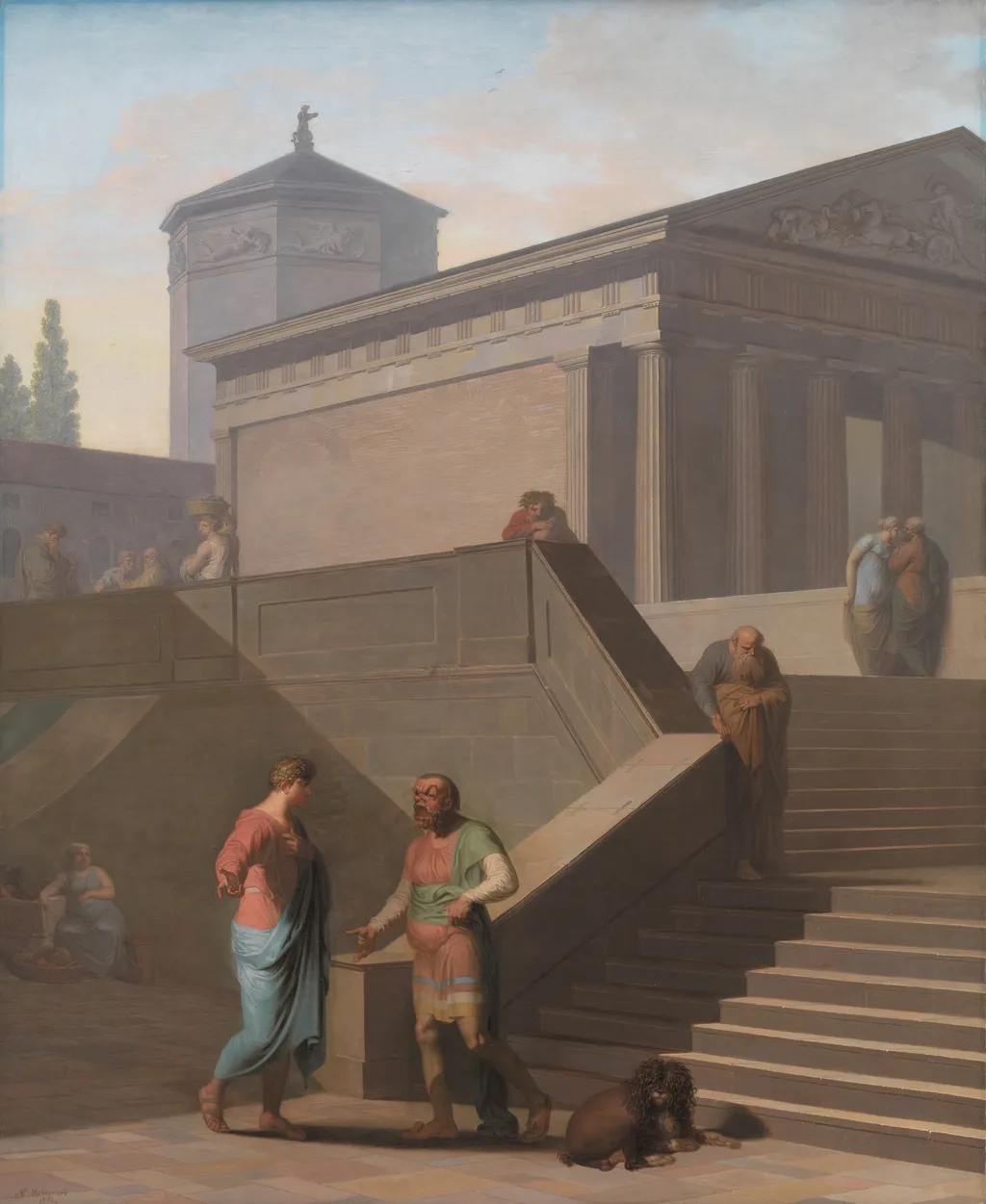 Pamphilius and his sevant Davus. From Terence´s Andria, by Nicolai Abildgaard, oil, 1802