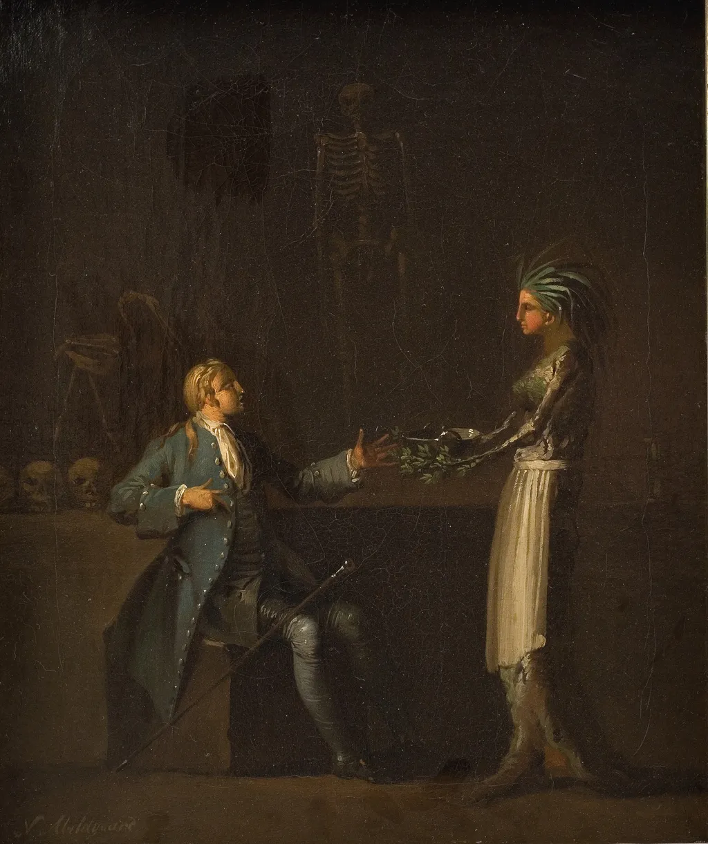 The Doctor´s Wife Reveals her Husband´s Intention of Anatomising Niels Klim, by Nicolai Abildgaard, oil, 1793