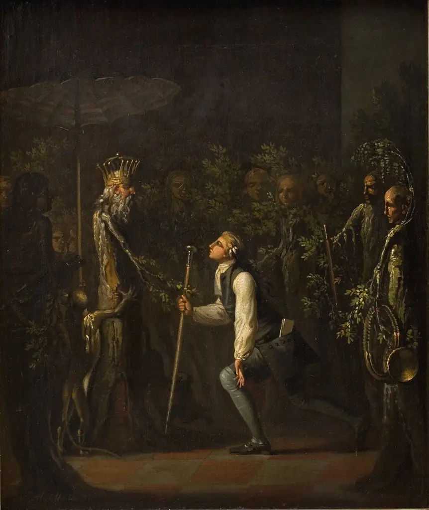 The Potuans are Surprised to see Niels Klim Genuflect in front of the Wise Prince., by Nicolai Abildgaard