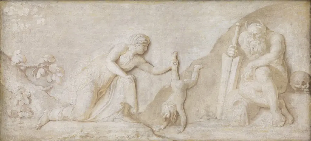 Thetis Immersing her Infant Son Achilles in the River Styx to Make him Invulnerable, by Nicolai Abildgaard
