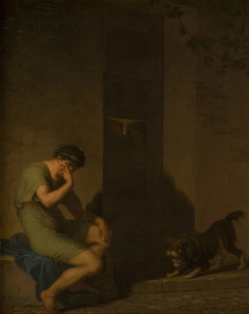 Tibullus Lamenting outside the Door of his Beloved, by Nicolai Abildgaard, oil, 1808