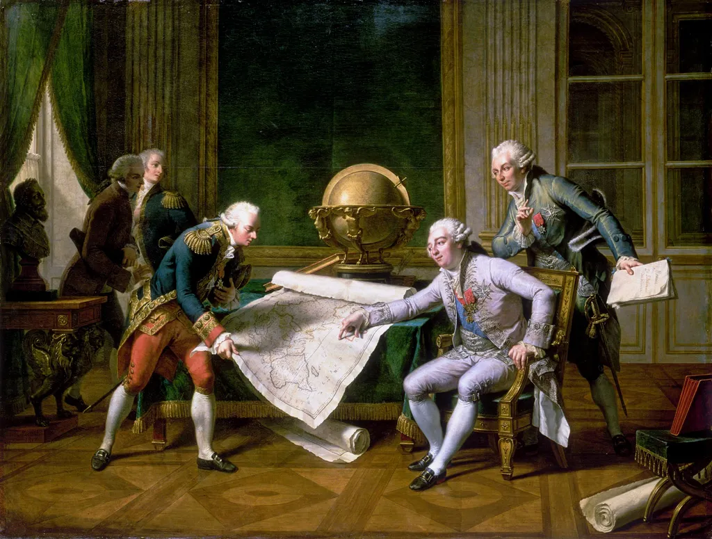 Louis XVI giving his instructions to Lapérouse on 29 June 1785, by Nicolas-André Monsiau, oil, 1817