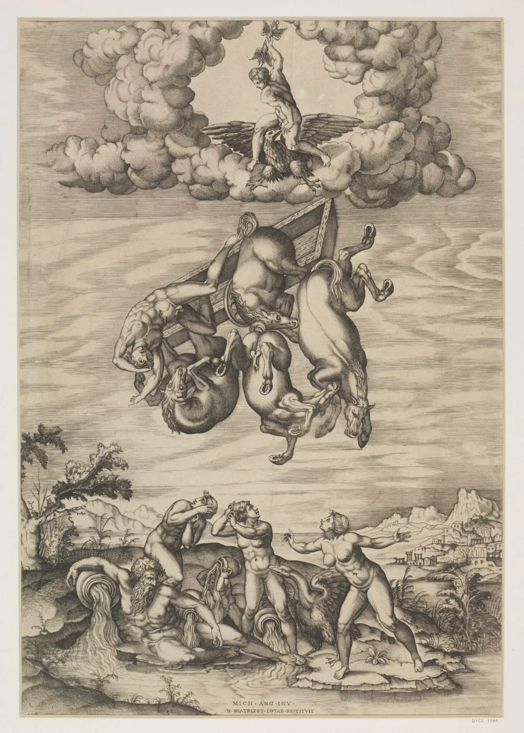 Fall of Phaeton, by Nicolas Beatrizet, 1520