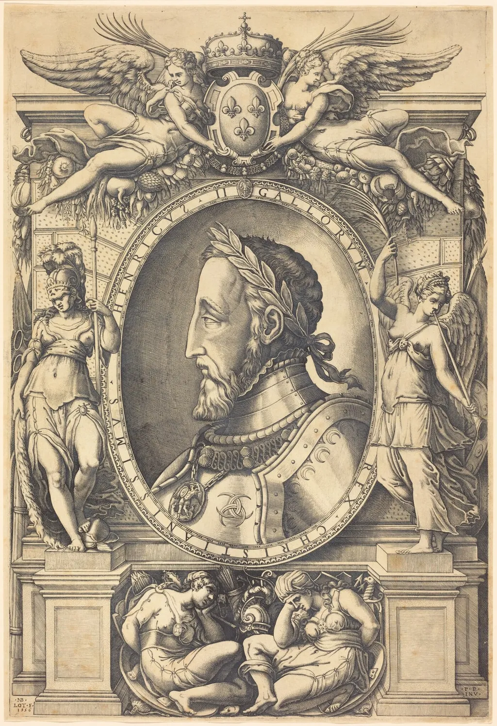 Henri II, King of France, by Nicolas Beatrizet, ink, 1556