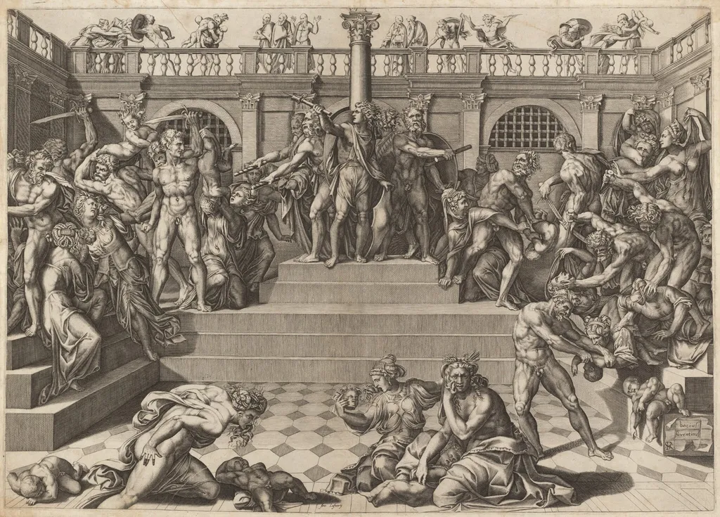 The Massacre of the Innocents, by Nicolas Beatrizet, ink, 1544