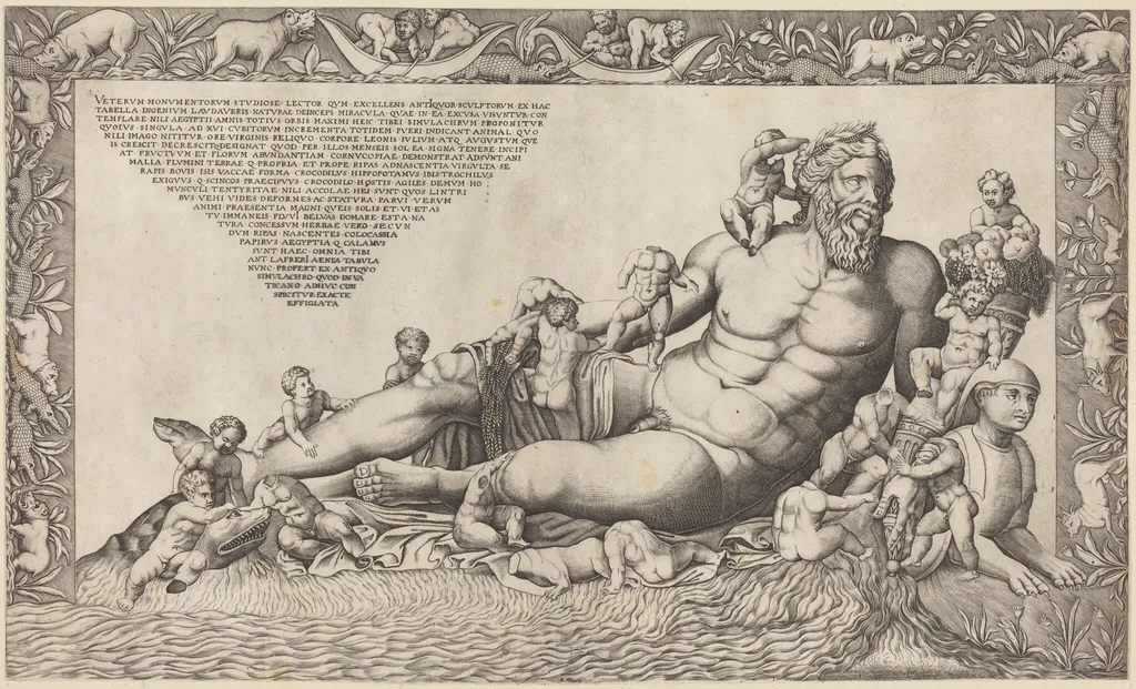 The River God Nile, by Nicolas Beatrizet, ink, 1540