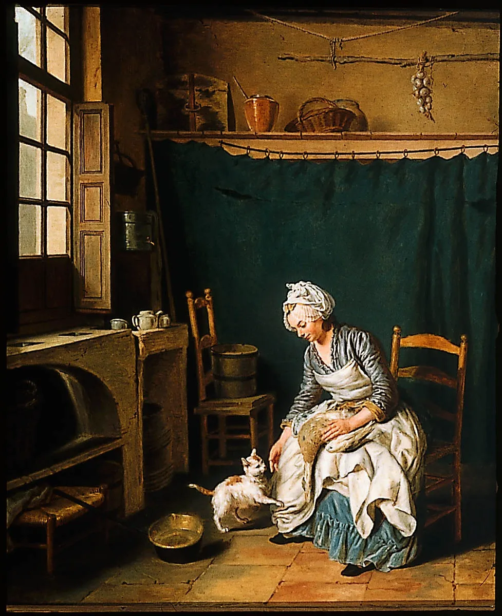 Servant Girl Plucking a Chicken, by Nicolas Bernard Lépicié, oil, 1769